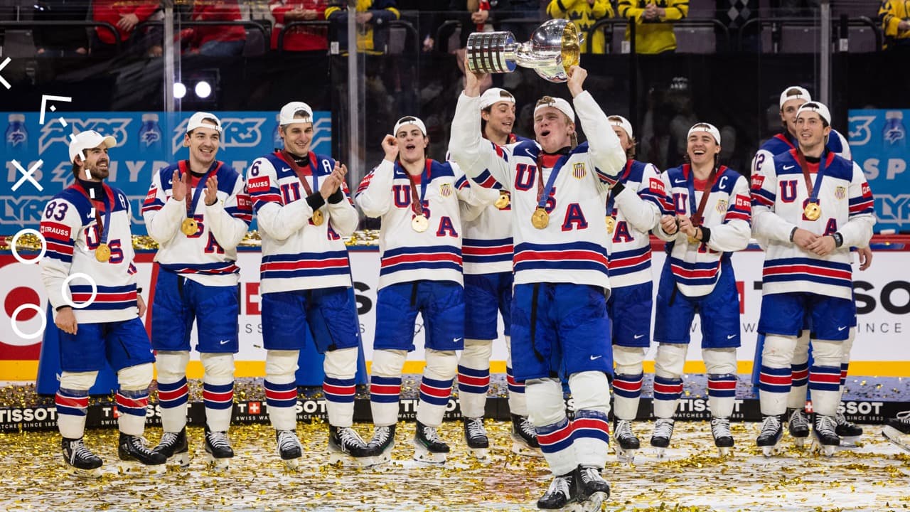 Team USA Hockey holds up championship trophy