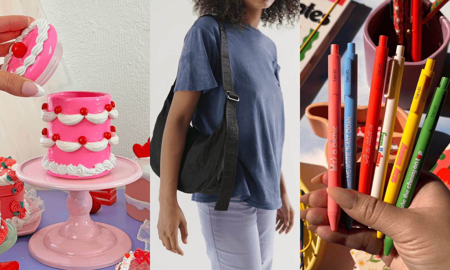 vase, shoulder bag, gel pens