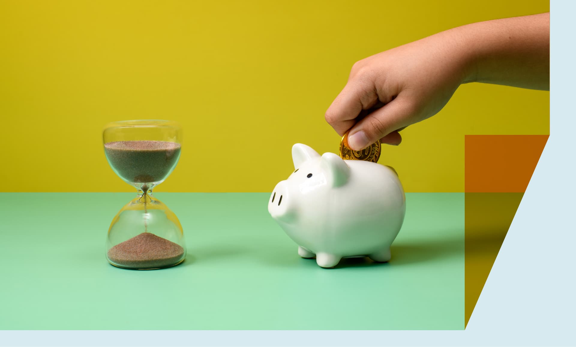 Piggy bank and hour glass