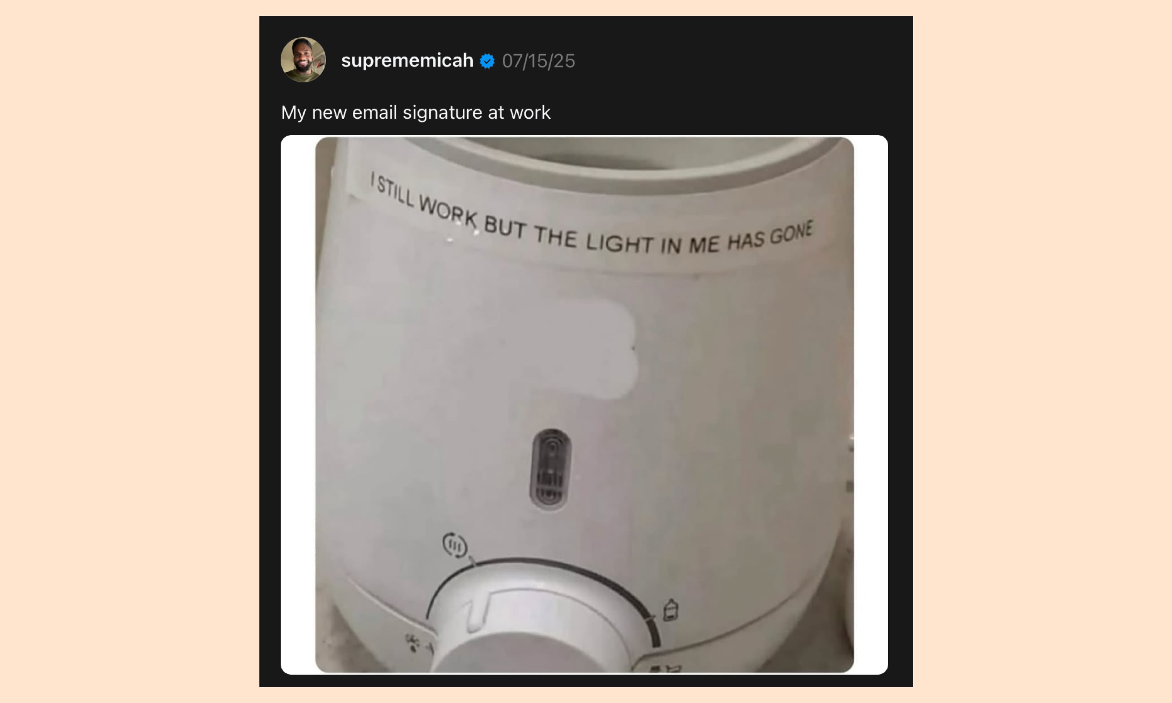 I still work but the light in me has gone