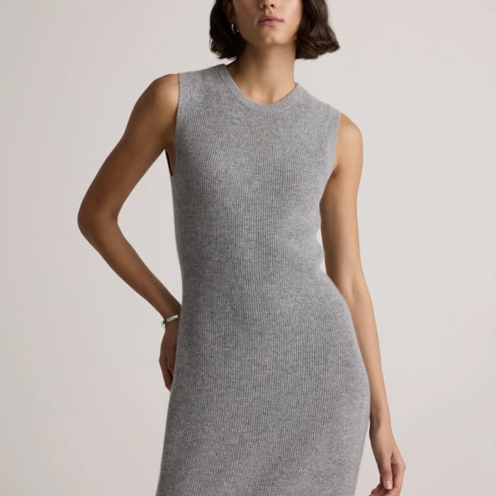 Quince Mongolian Cashmere Sleeveless Midi Sweater Dress