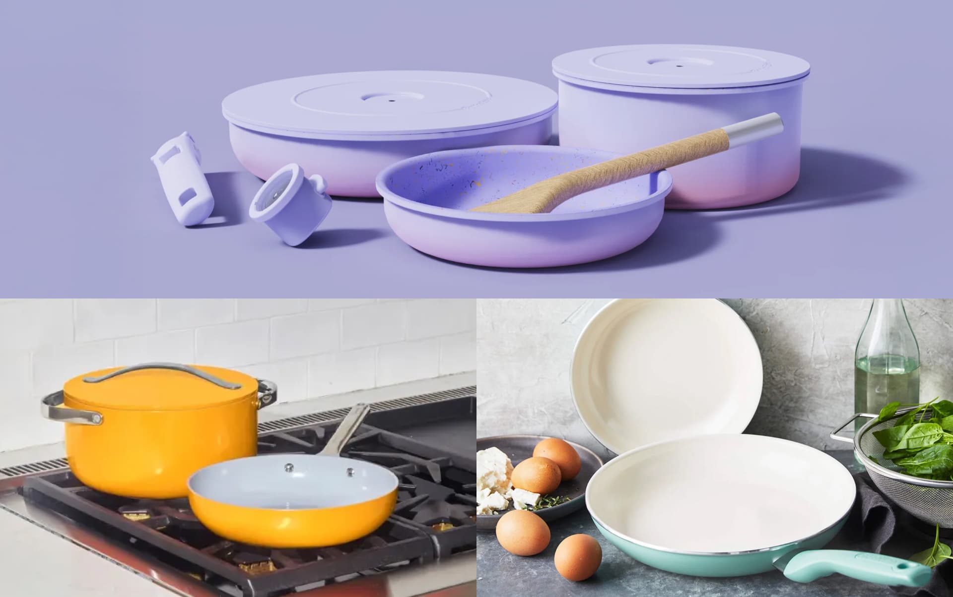 collage of three pans