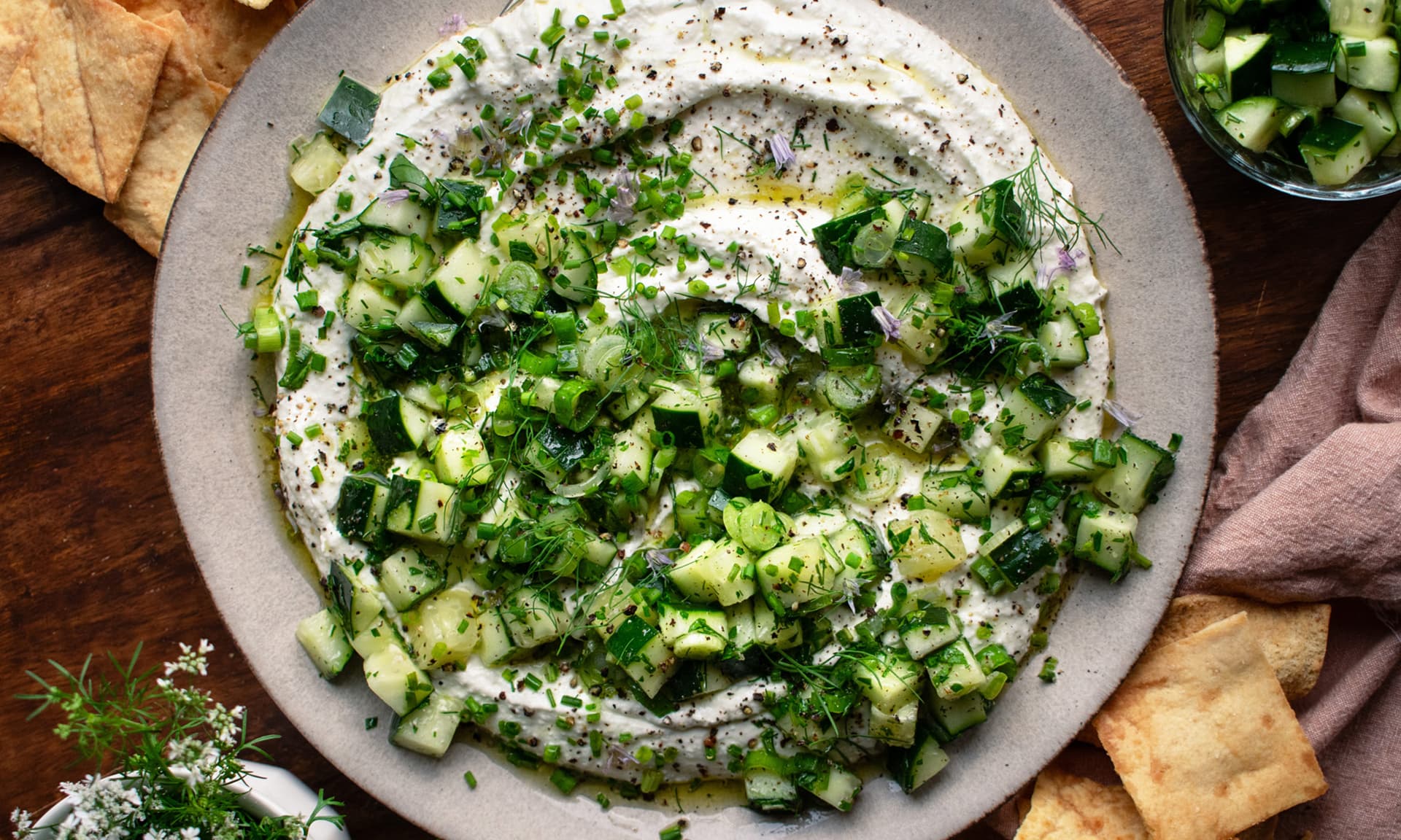 Original Dish’s Whipped Feta Dip With Cucumber Salad