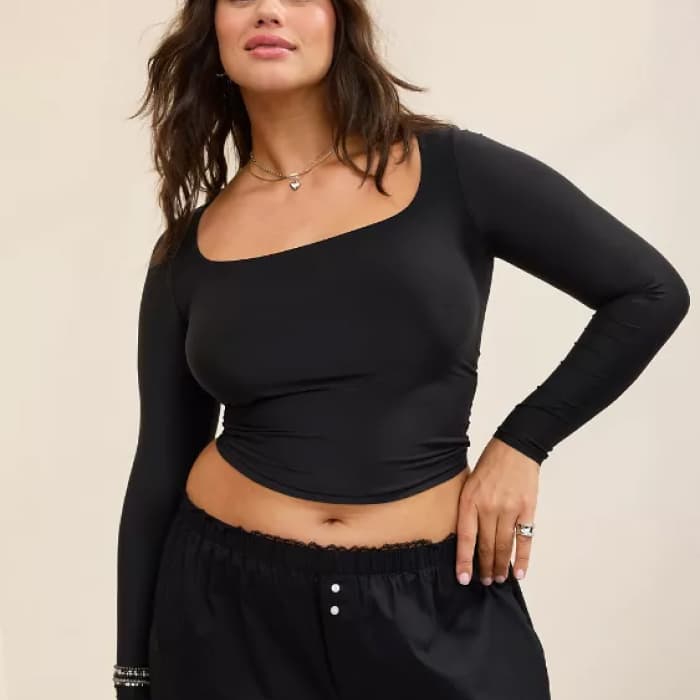 Aerie Smoothez Square-Neck Longsleeve T-Shirt