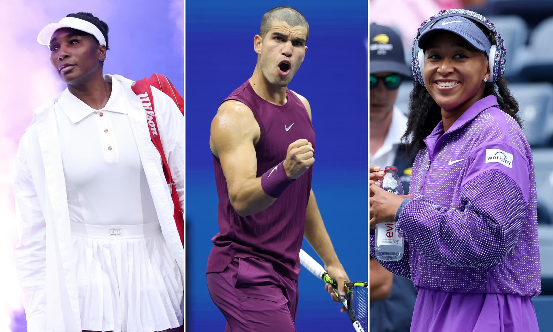 Venus Williams, Carlos Alcaraz, and Naomi Osaka
