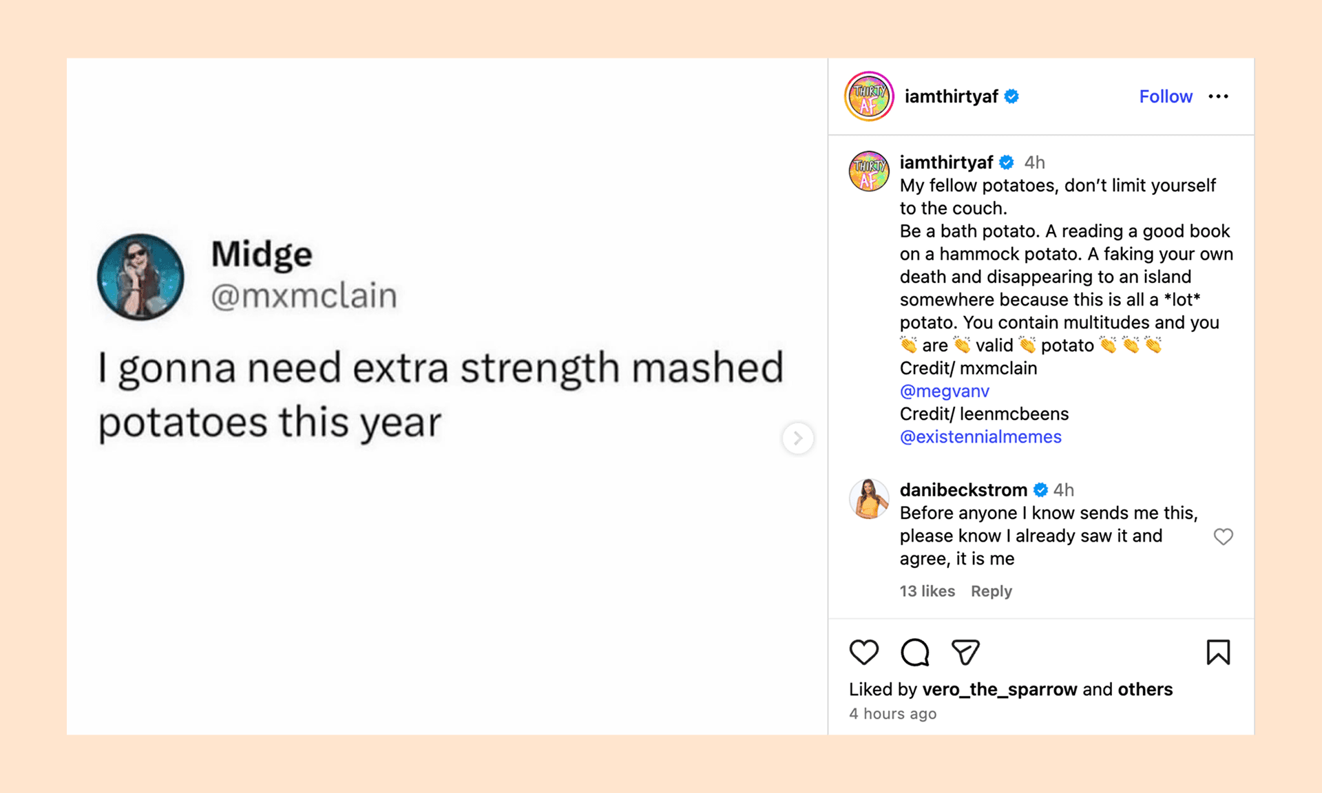 Screen grab of an Instagram post